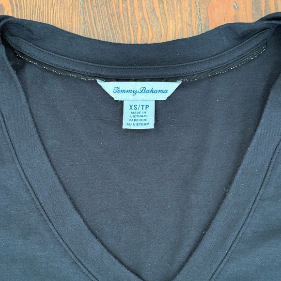 Tommy Bahama Classic Black V-Neck Short Sleeve Top - Picture 2 of 4